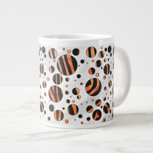 Zebra Black and Orange Polka Dots Large Coffee Mug