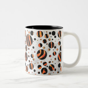 Zebra Black and Orange Polka Dots Two-Tone Coffee Mug
