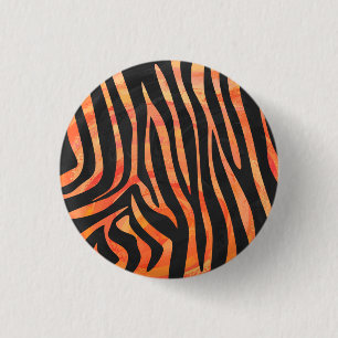 Zebra Black and Orange Print 3 Cm Round Badge