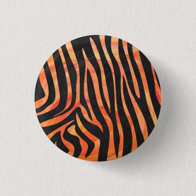 Zebra Black and Orange Print 3 Cm Round Badge (Front)