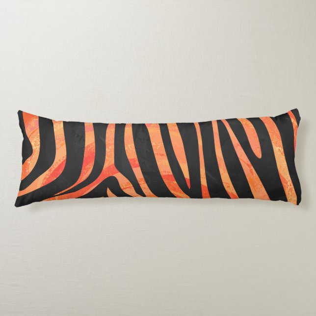 Zebra Black and Orange Print Body Cushion (Front)