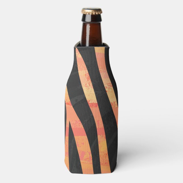 Zebra Black and Orange Print Bottle Cooler (Bottle Front)