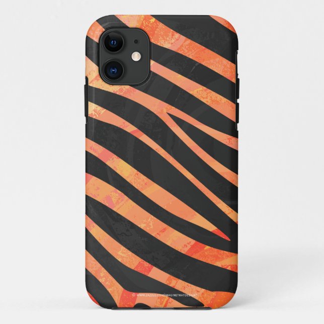 Zebra Black and Orange Print Case-Mate iPhone Case (Back)