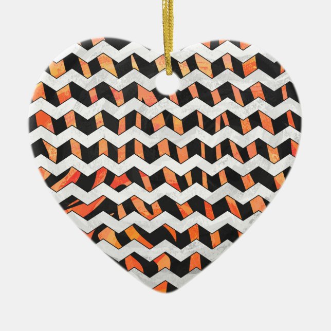 Zebra Black and Orange Print Ceramic Tree Decoration (Front)