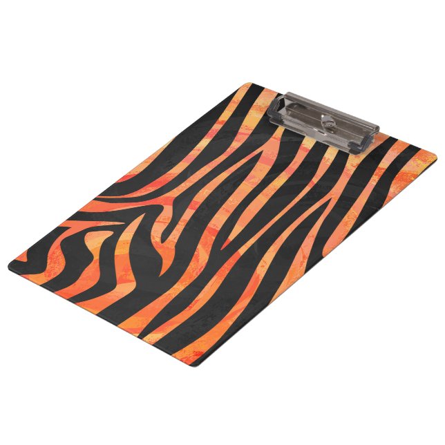 Zebra Black and Orange Print Clipboard (Angled)