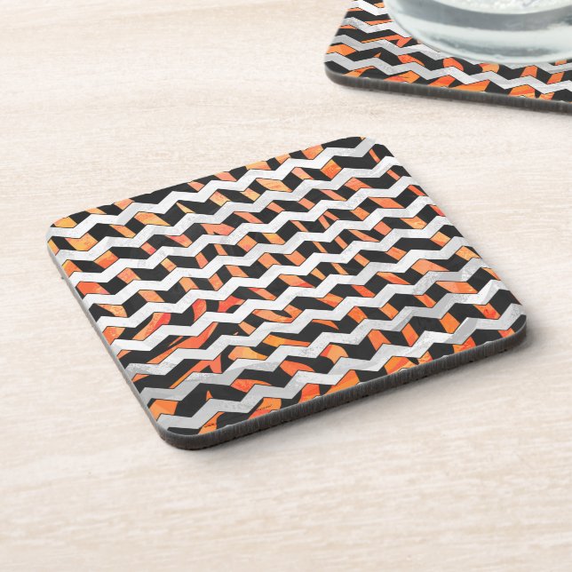 Zebra Black and Orange Print Coaster (Left Side)