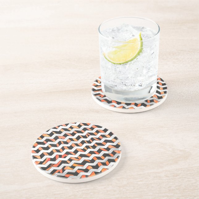 Zebra Black and Orange Print Coaster (Side)