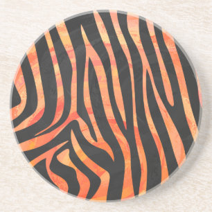 Zebra Black and Orange Print Coaster