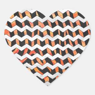 Zebra Black and Orange Print Heart Sticker