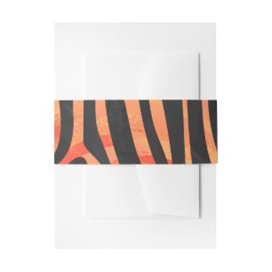Zebra Black and Orange Print Invitation Belly Band