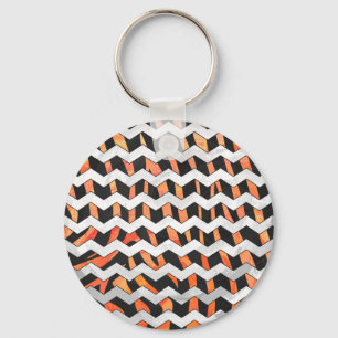 Zebra Black and Orange Print Key Ring