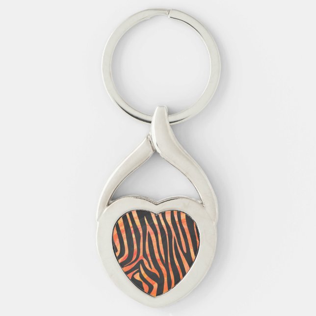 Zebra Black and Orange Print Key Ring (Front)