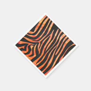 Zebra Black and Orange Print Napkin