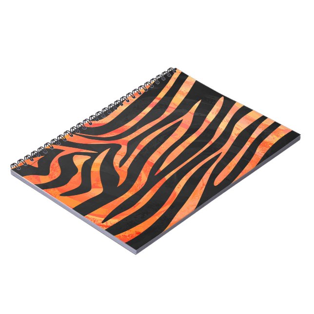 Zebra Black and Orange Print Notebook (Left Side)