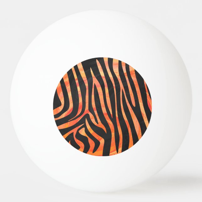 Zebra Black and Orange Print Ping Pong Ball (Front)