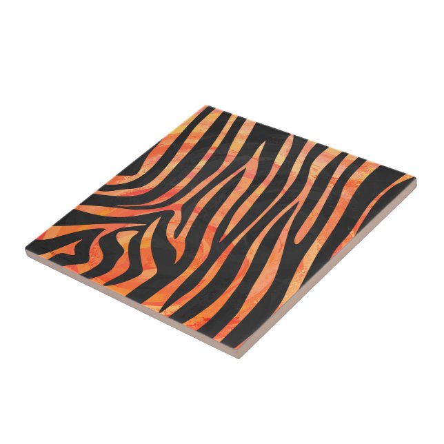 Zebra Black and Orange Print Tile (Side)