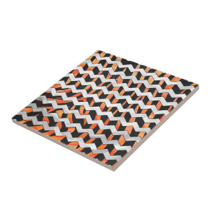 Zebra Black and Orange Print Tile