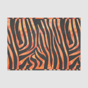 Zebra Black and Orange Print Tissue Paper