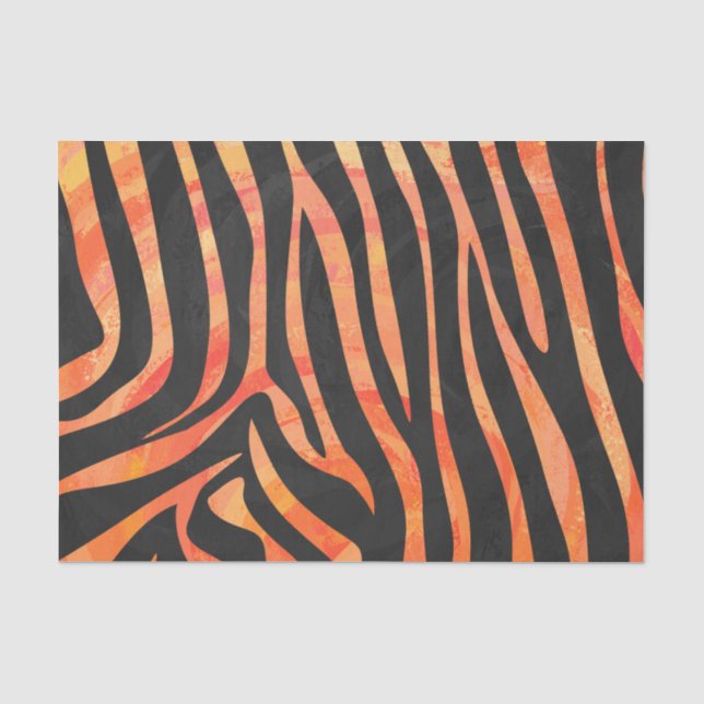 Zebra Black and Orange Print Tissue Paper (Front)