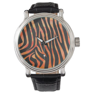 Zebra Black and Orange Print Watch