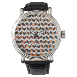 Zebra Black and Orange Print Watch