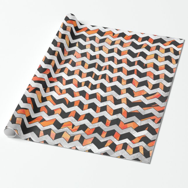 Zebra Black and Orange Print Wrapping Paper (Unrolled)