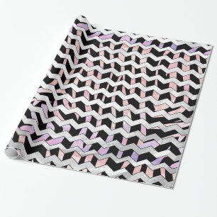 Zebra Black and Pink Chevron Wrapping Paper