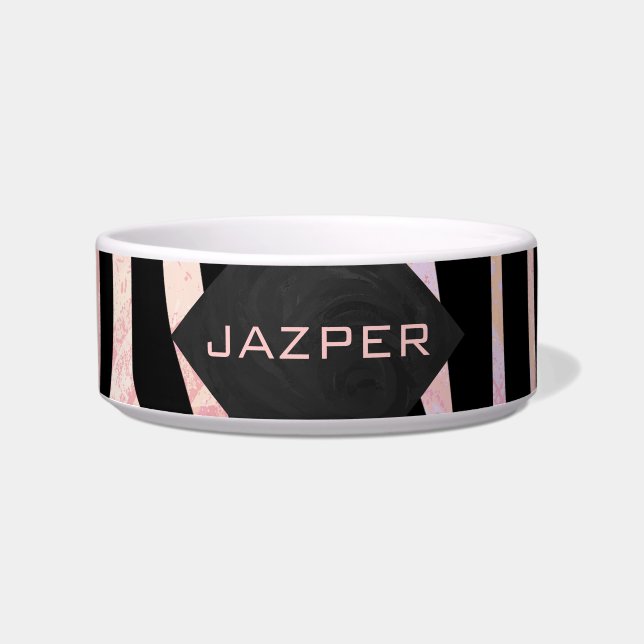 Zebra Black and Pink Monogram Bowl (Front)
