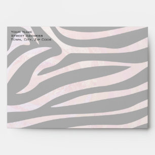 Zebra Black and Pink Monogram Envelopes