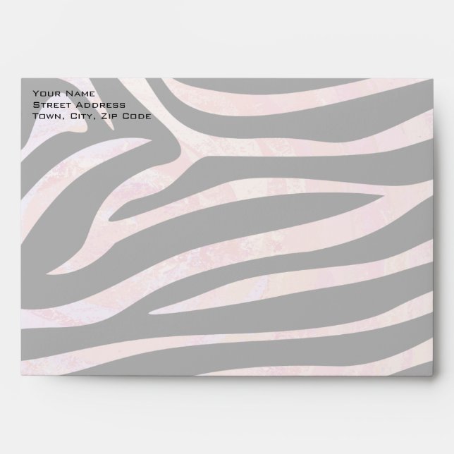 Zebra Black and Pink Monogram Envelopes (Front)