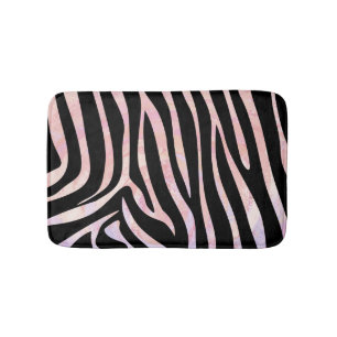 Zebra Black and Pink Print Bath Mat