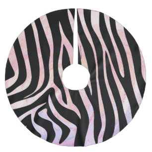 Zebra Black and Pink Print Brushed Polyester Tree Skirt