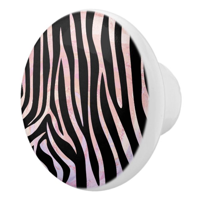 Zebra Black and Pink Print Ceramic Knob (Right)