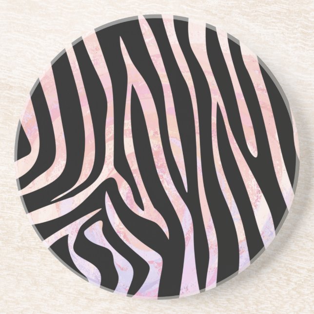 Zebra Black and Pink Print Coaster (Front)