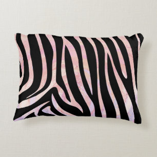 Zebra Black and Pink Print Decorative Cushion
