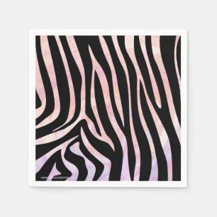 Zebra Black and Pink Print Napkin