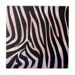 Zebra Black and Pink Print Tile