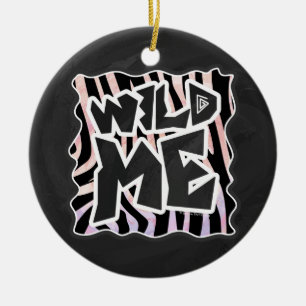 Zebra Black and Pink Wild me Ceramic Tree Decoration