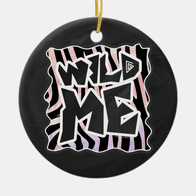 Zebra Black and Pink Wild me Ceramic Tree Decoration (Front)