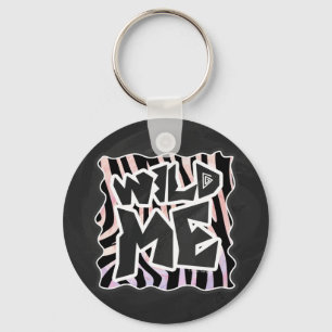 Zebra Black and Pink Wild me Key Ring