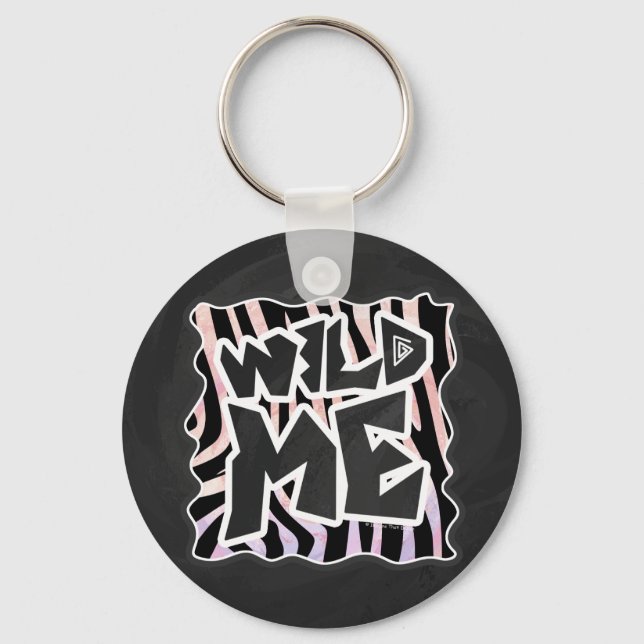 Zebra Black and Pink Wild me Key Ring (Front)