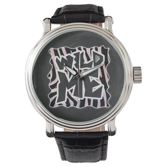 Zebra Black and Pink Wild me Watch (Front)