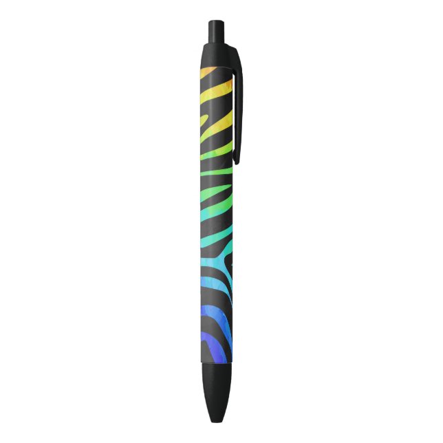 Zebra Black and Rainbow Print Black Ink Pen (Bottom (Vertical))