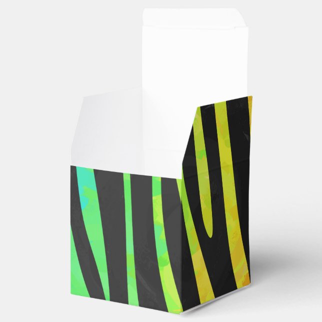 Zebra Black and Rainbow Print Favour Box (Opened)
