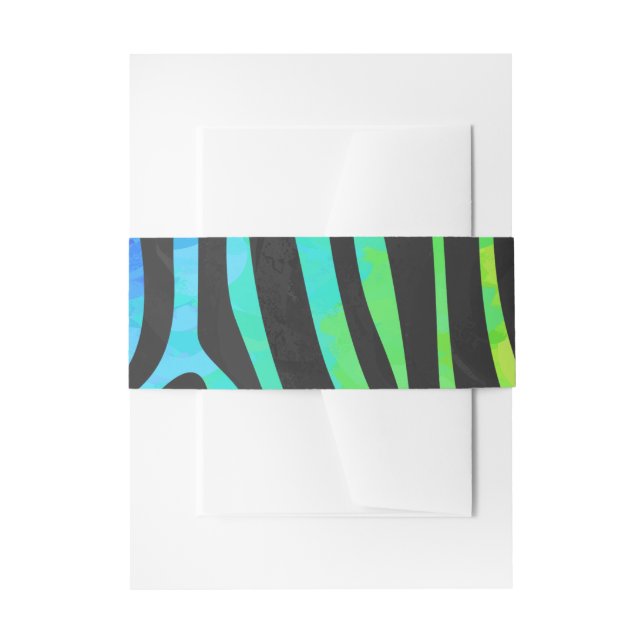 Zebra Black and Rainbow Print Invitation Belly Band (Front Example)