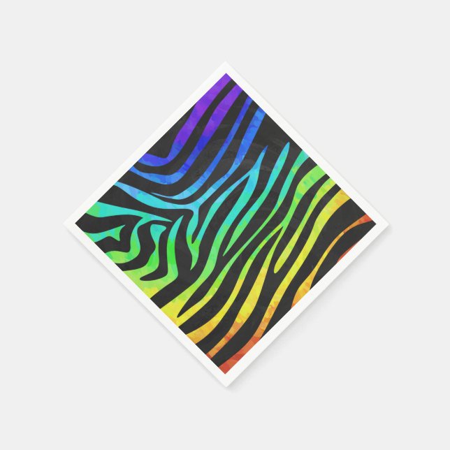 Zebra Black and Rainbow Print Napkin (Corner)
