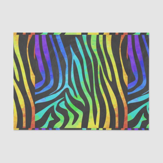 Zebra Black and Rainbow Print Tissue Paper (Front)
