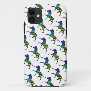 Zebra Black and Rainbow Silhouette iPhone 11 Case