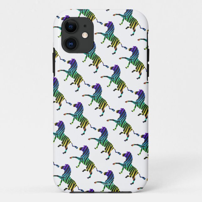 Zebra Black and Rainbow Silhouette Case-Mate iPhone Case (Back)