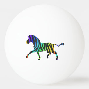 Zebra Black and Rainbow Silhouette Ping Pong Ball